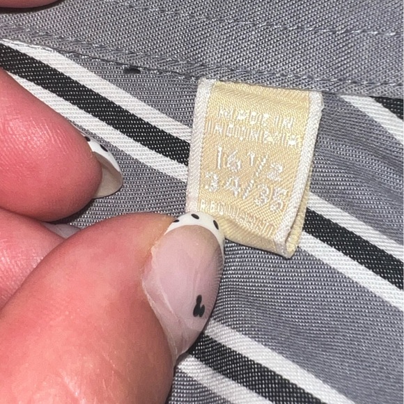 Men's Michael Kors Striped Gray Shirt Size 34/35 - Picture 6 of 7